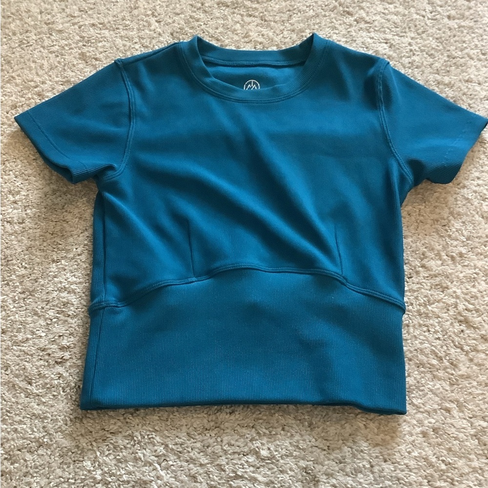 Wolven Blue Short Sleeve Tee with Seam Detail